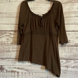 Younique Brown Asymmetrical Women's Blouse